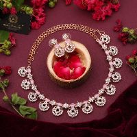 Rose Gold Polish Zircon Ad Diamond Choker Set For Women and Girls