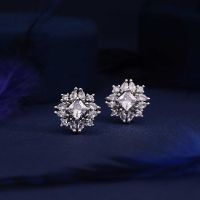 Floral Silver Toned AD studs Earring