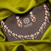 Rose Gold Polish Zircon Ad Diamond Choker Set For Women and Girls