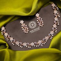 Rose Gold Polish Zircon Ad Diamond Choker Set For Women and Girls