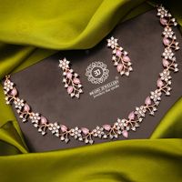 Rose Gold Polish Zircon Ad Diamond Choker Set For Women and Girls