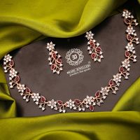 Rose Gold Polish Zircon Ad Diamond Choker Set For Women and Girls