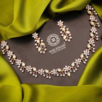 Rose Gold Polish Zircon Ad Diamond Choker Set For Women and Girls