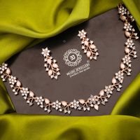 Rose Gold Polish Zircon Ad Diamond Choker Set For Women and Girls