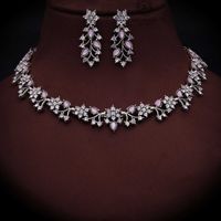 Rhodium Silver Polish Zircon Ad Diamond Choker Set For Women and Girls