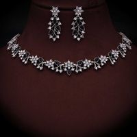 Rhodium Silver Polish Zircon Ad Diamond Choker Set For Women and Girls