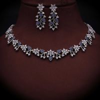 Rhodium Silver Polish Zircon Ad Diamond Choker Set For Women and Girls