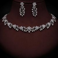 Rhodium Silver Polish Zircon Ad Diamond Choker Set For Women and Girls