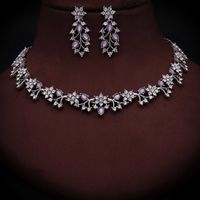 Rhodium Silver Polish Zircon Ad Diamond Choker Set For Women and Girls