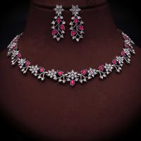 Rhodium Silver Polish Zircon Ad Diamond Choker Set For Women and Girls