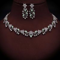 Rhodium Silver Polish Zircon Ad Diamond Choker Set For Women and Girls