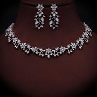 Rhodium Silver Polish Zircon Ad Diamond Choker Set For Women and Girls