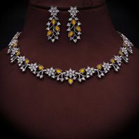 Rhodium Silver Polish Zircon Ad Diamond Choker Set For Women and Girls