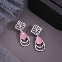 Stunning Silver White & Pink Stud Earring