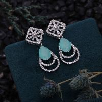 Stunning Silver White & Sky-blue Stud Earring