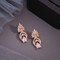 Beautiful Rose Gold White  AD Drop Earring