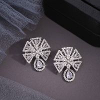 Floral Fancy Silver AD White Drop Earring