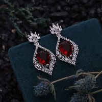 Silver AD Red & White Classic Drop Earring