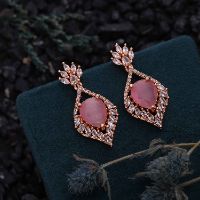 Rose Gold AD Pink & White Classic Drop Earring