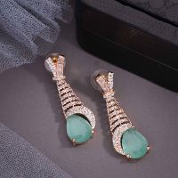 Rose Gold Plated White & Mint AD Earrings