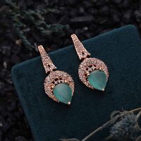 Amazing  AD Rose Gold  White & Mint Drop Earring