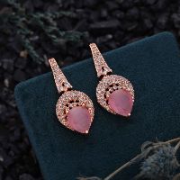 Amazing  AD Rose Gold  White & Pink Drop Earring