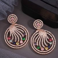 Elegant Rose Gold Multi color AD Drop Earring