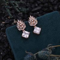 Stunning Rose Gold AD White Drop Earring