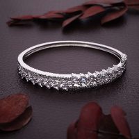 American Diamond Silver White Color Kada Bracelet