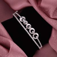 Sparkling Silver White AD Kada Bracelet