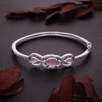 Amazing White & Pink Color Silver AD Bracelet