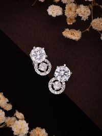 Classy Silver White Stud Earrings