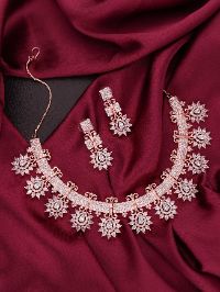 Blushing Elegance White Stone AD Necklace set