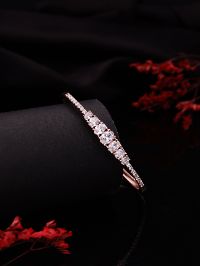 Rose Gold Plated Zirconia Classy Sleek Minimal Bracelet