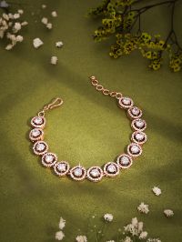 Gleaming Rose Gold Tone White Bracelet