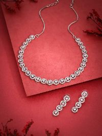 Elevate your look with this Rhodium plated Zirconia Necklace set