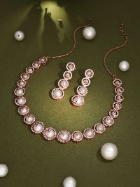 Rose Gold Plated with Pearl Studded Radiant Neckpiece