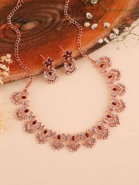 Contemporary Rose Gold Toned Necklace set