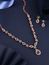 Fashion-forward rose gold necklace with captivating white AD highlights