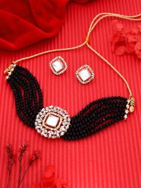 Exquisite gold choker adorned with shimmering beads
