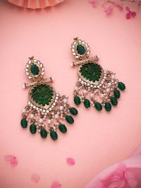 Trendy Gold Plated With Kundan Studded Dangle Earrings