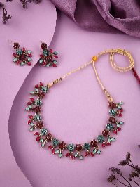 Gorgeous Mendi Gold Plated Multi Diamond Jewellery Set