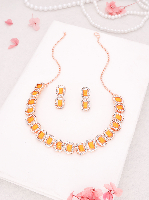 Timeless Elegance Yellow Square AD Studded Jewellery Set for Women & Girls