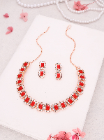 Sparkle with Polished Rose Gold Enhancements AD Studded Necklace Set