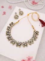 Gold Plated Premium Zircons Studded Patterned Party Wear Jewellery Set