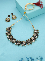 Zircon Studded Handcrafted Gold Plated Statement Necklace Set