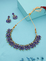 Zircon Studded Handcrafted Mendi Gold Plated Statement Necklace Set
