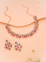 Amazing Rose Gold Plated Pink & Light Green Necklace set