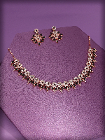 Rose Gold Polish Pear Shape Stone Studded Necklace set