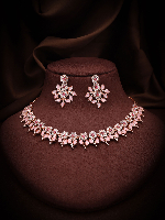 Beautiful Delicate AD Rose Gold Necklace set